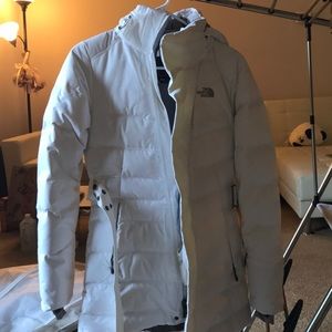 The North Face jacket white with belt worn once